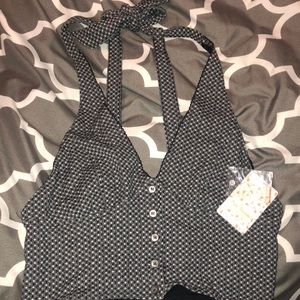 Free People checkered picnic crop top